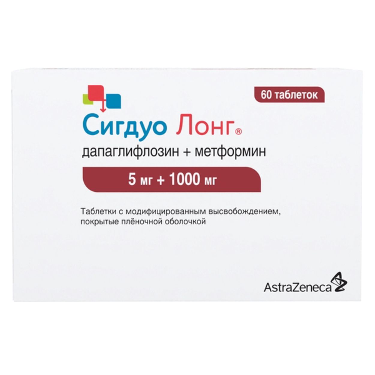 СИГДУО ЛОНГ ТАБ МВ П/П/О 5МГ+1000МГ №60