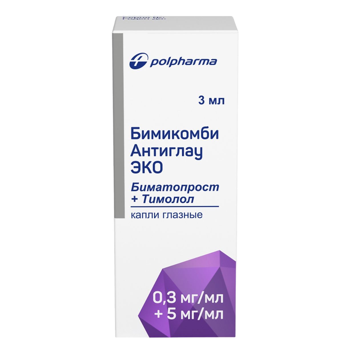 БИМИКОМБИ АНТИГЛАУ ЭКО КАПЛИ ГЛАЗНЫЕ 0.3МГ/МЛ+5МГ/МЛ ФЛ 3МЛ