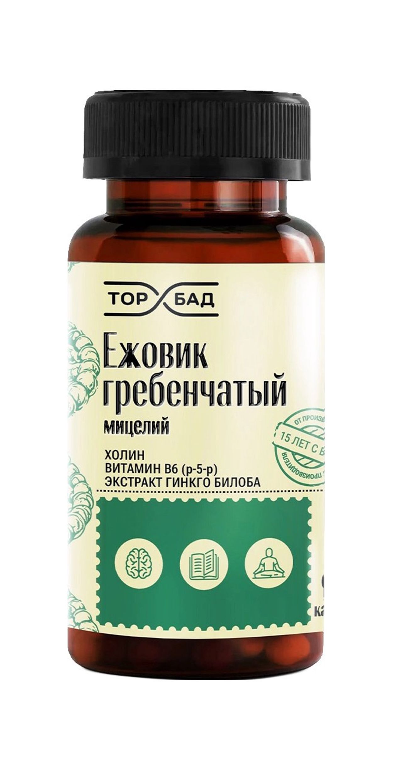 ТОРБАД ЕЖОВИК ГРЕБЕНЧАТЫЙ С ХОЛИНОМ/ВИТ В6/П-5-П/ЭКСТРАКТОМ ГИНКГО БИЛОБА КАПС №90