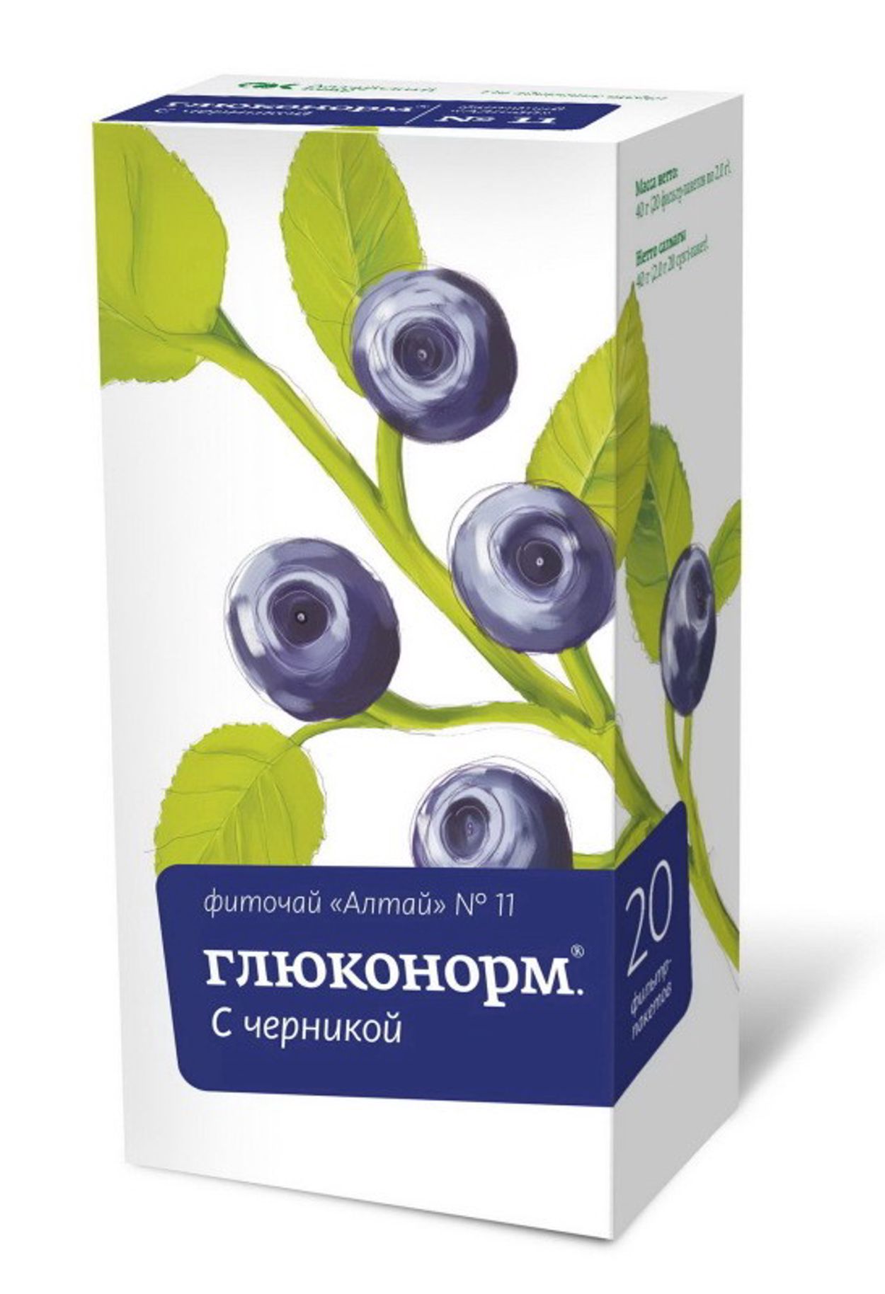 ФИТОЧАЙ АЛТАЙ №11 ГЛЮКОНОРМ С ЧЕРНИКОЙ Ф/П 2Г №20