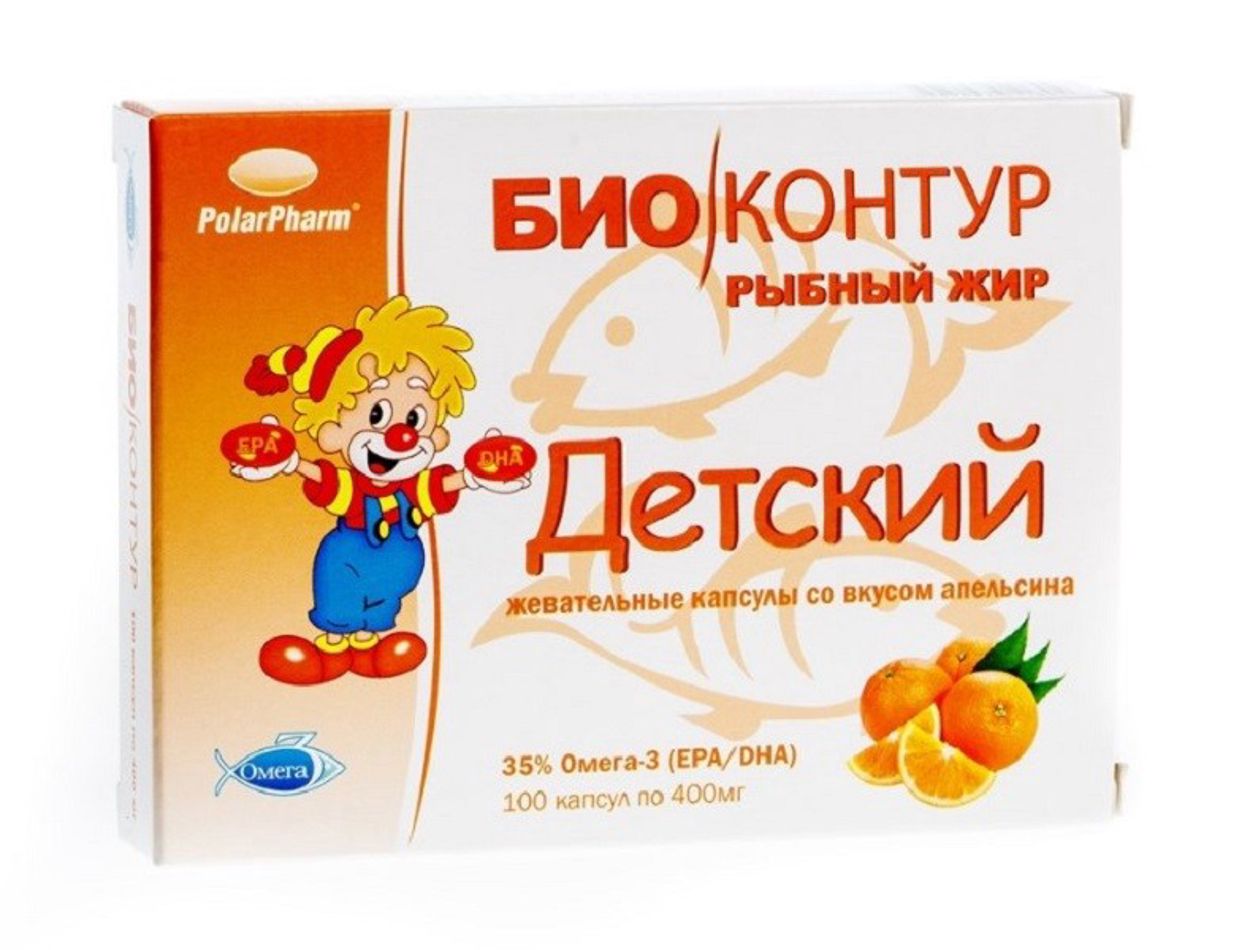 РЫБИЙ ЖИР БИОКОНТУР ДЕТСКИЙ КАПС АПЕЛЬСИН №100