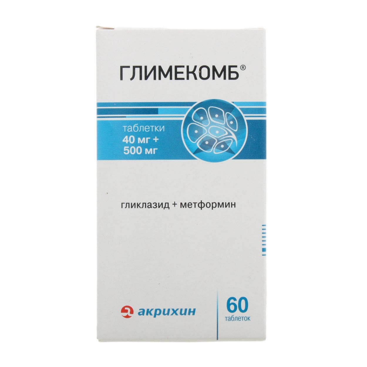 ГЛИМЕКОМБ ТАБ 40МГ+500МГ №60
