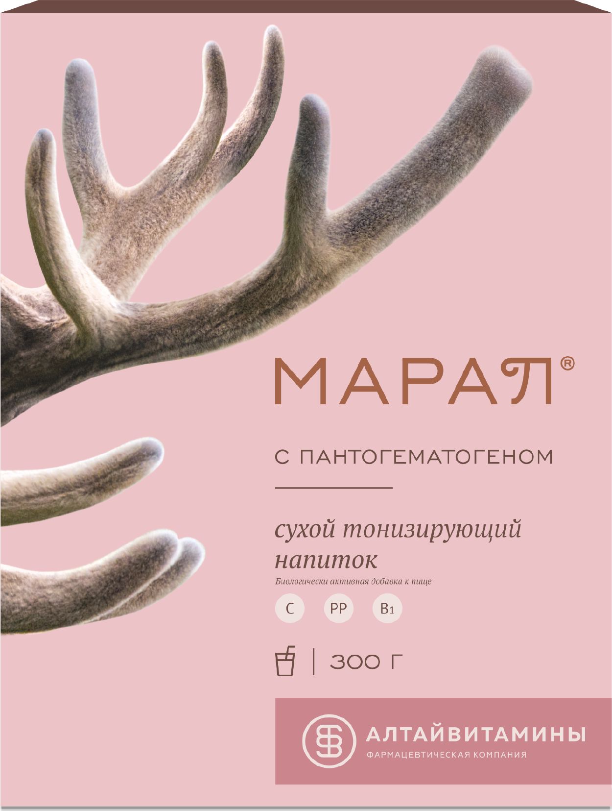 МАРАЛ НАПИТОК СУХОЙ С ПАНТОГЕМАТОГЕНОМ 300Г