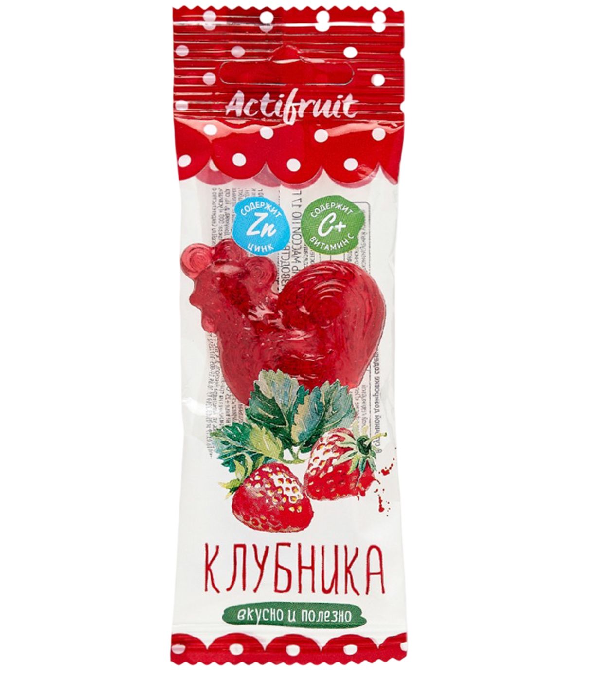 АКТИФРУТ ПЕТУШОК КАРАМЕЛЬ ЛЕДЕНЦОВАЯ ЦИНК/С КЛУБНИКА 17Г