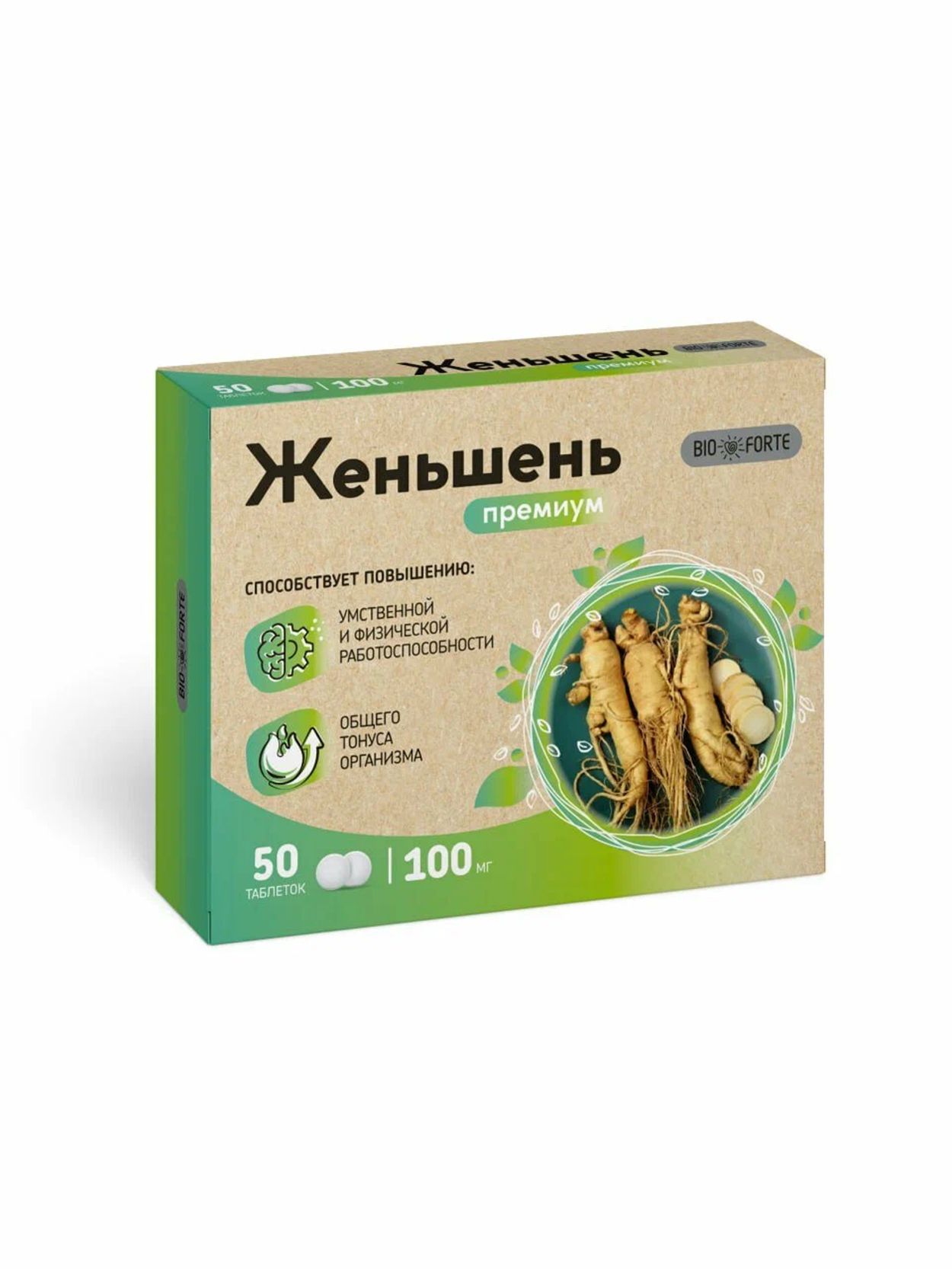 ЖЕНЬШЕНЬ ПРЕМИУМ ПЛЮС ВИТАМИН С БИОФОРТЕ ТАБ №50