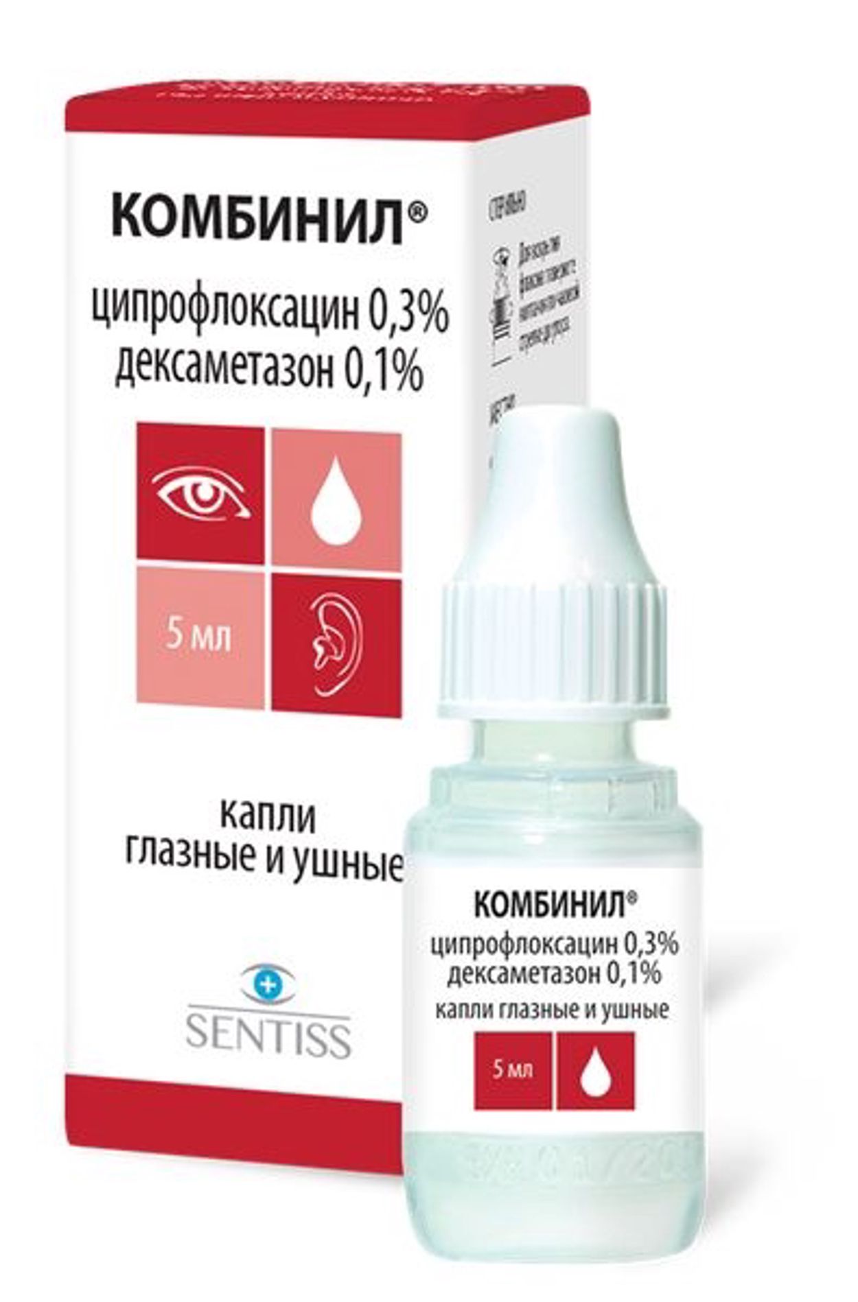 КОМБИНИЛ КАПЛИ ГЛАЗНЫЕ/УШНЫЕ 5МЛ ФЛ/КАП