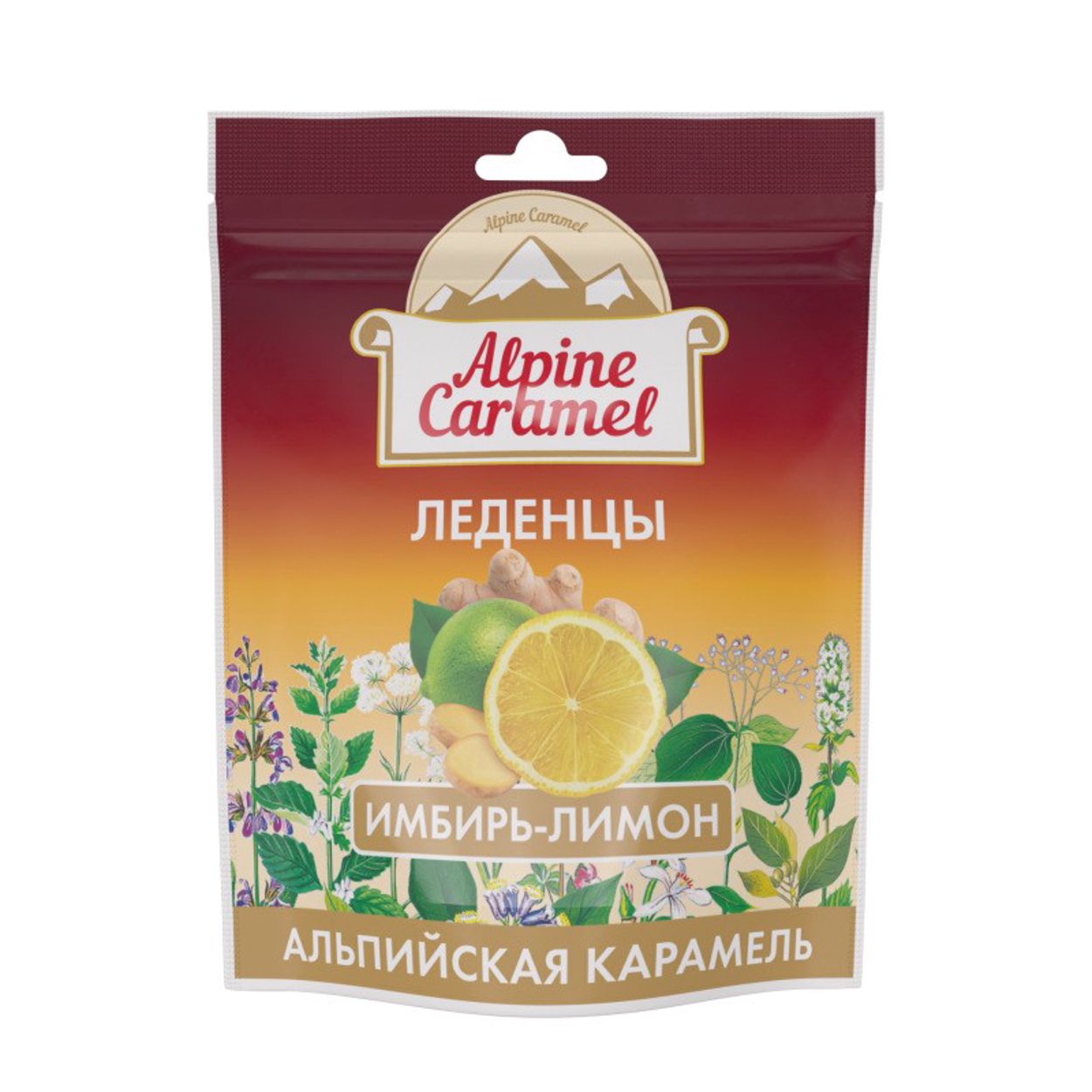 АЛЬПИЙСКАЯ КАРАМЕЛЬ ЛЕДЕНЦЫ ИМБИРЬ/ЛИМОН 75Г БАД