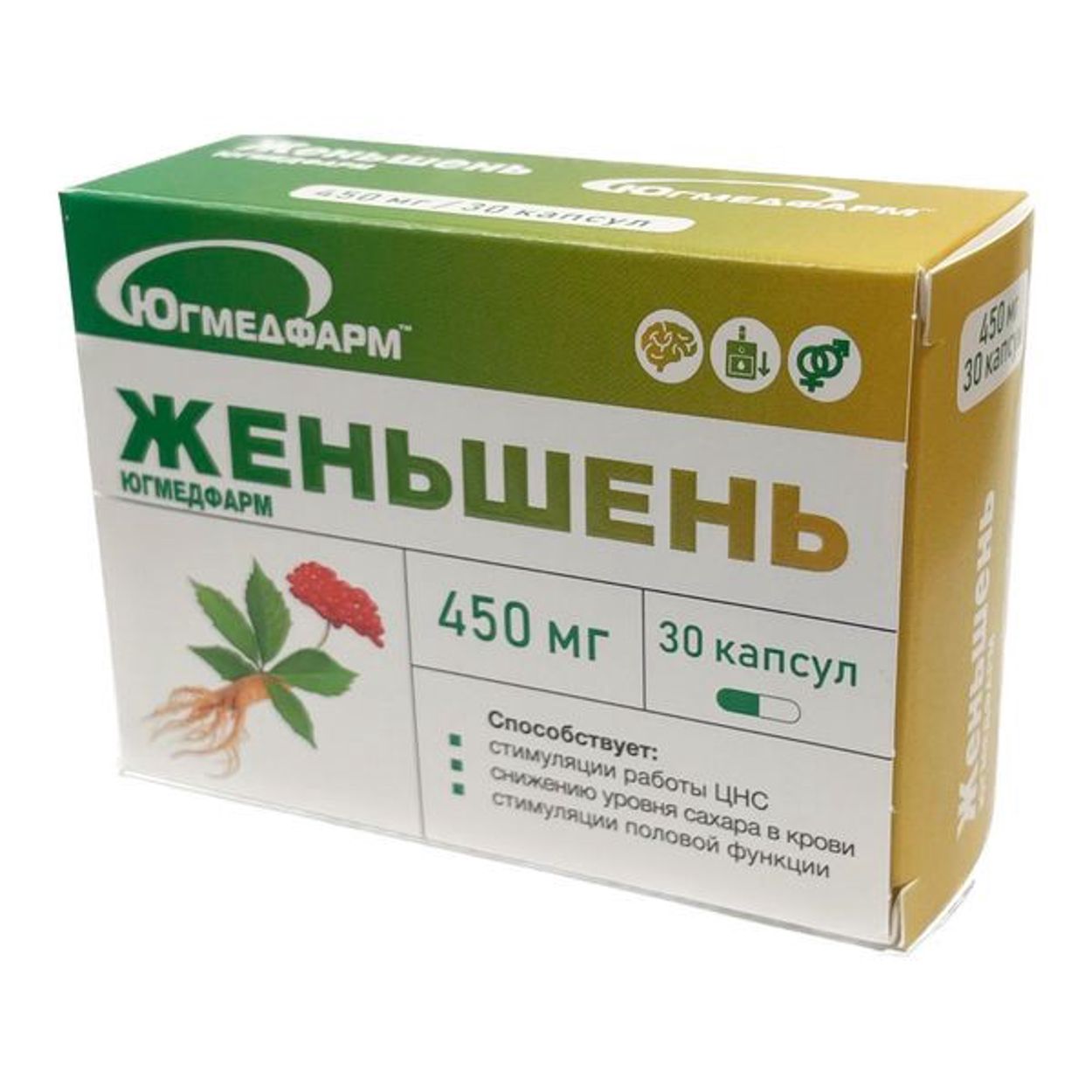 ЖЕНЬШЕНЬ КАПС 450МГ №30 БАД